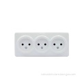 Triple 2Round Pin Outlet without Shutter Surface Mounted